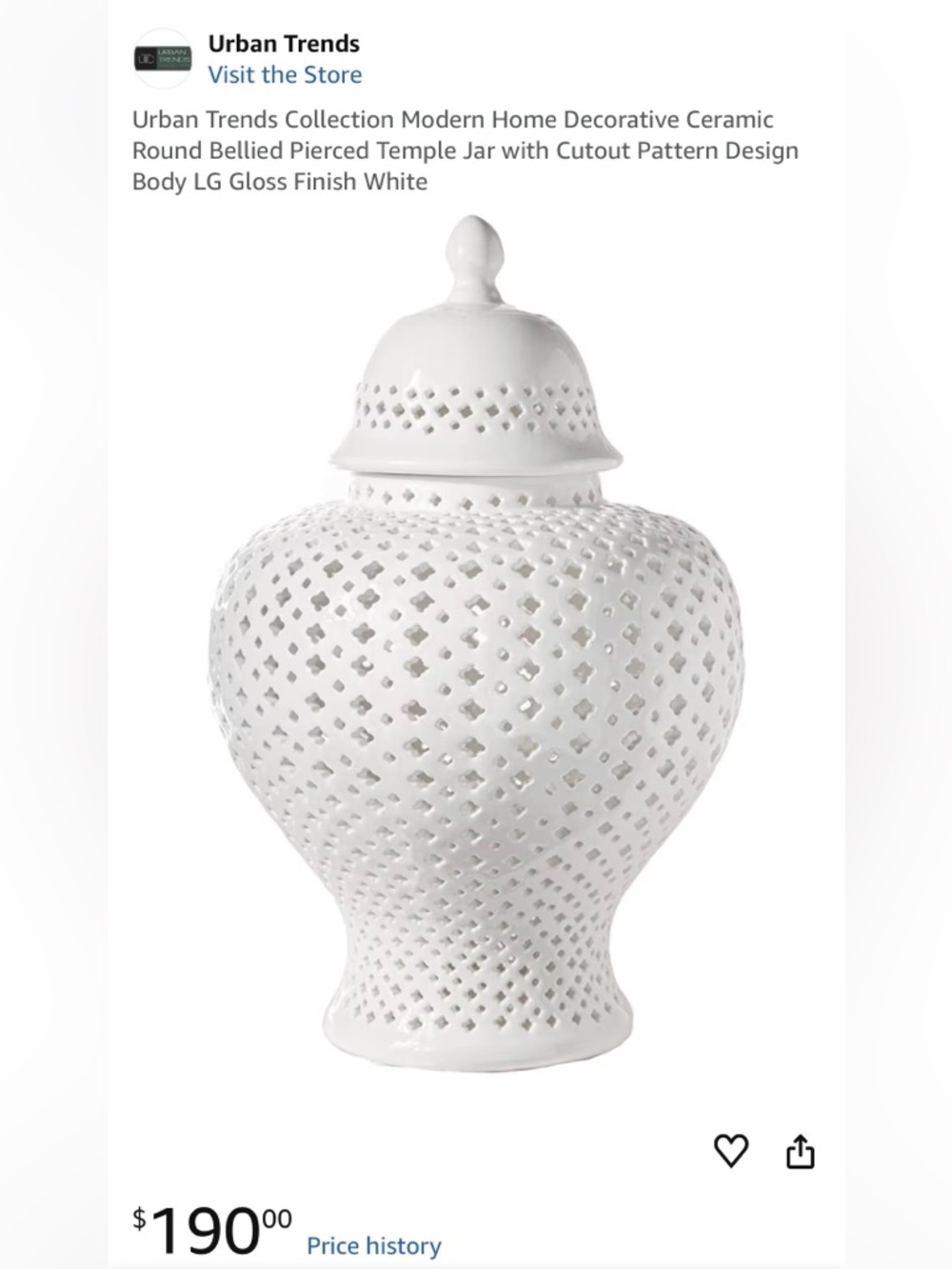 White Cutout Ceramic Temple Jar with Lid